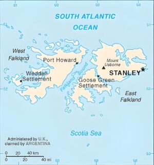 Carte des îles Malouines montrant les îles principales