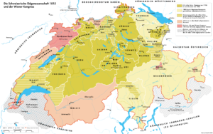 Carte de la Suisse après le Congrès de Vienne