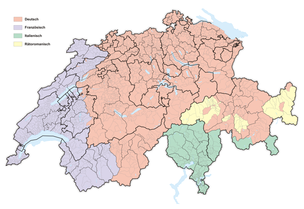 Carte des langues de la Suisse