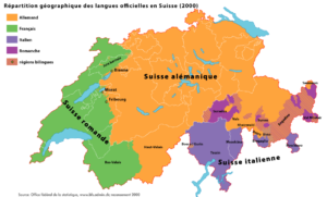 Carte linguistique de la Suisse de 2000.