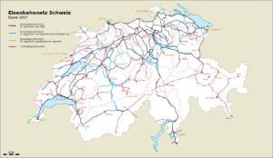Carte du réseau ferroviaire suisse