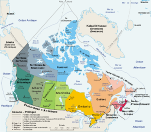 Carte des provinces et territoires du Canada