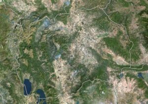 Image satellite de la Macédoine du Nord.