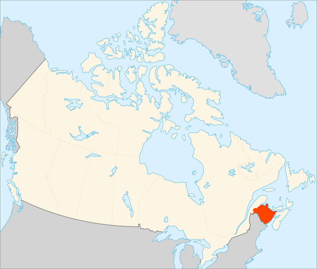 Carte de localisation du Nouveau-Brunswick