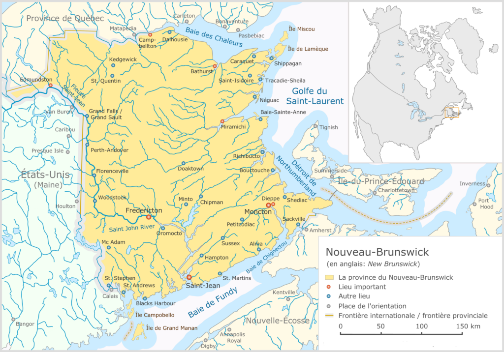 Carte des villes du Nouveau-Brunswick