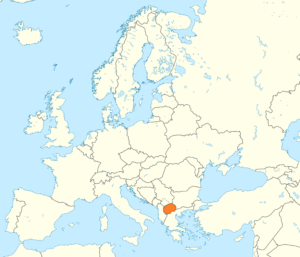 Carte de localisation de la Macédoine du Nord en Europe.