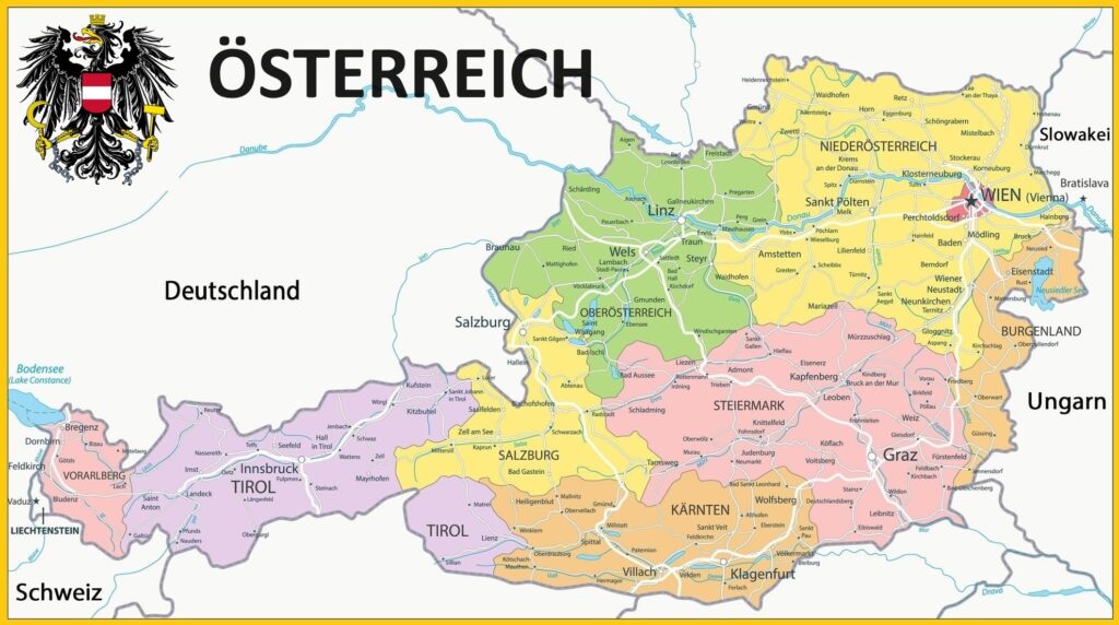 Carte de l'Autriche.