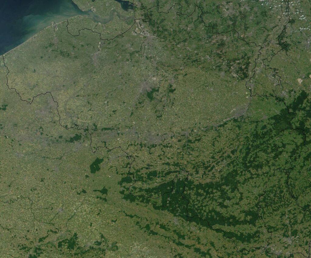 Image satellite de la Belgique