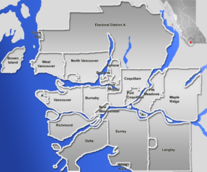 Carte des municipalités du Grand Vancouver