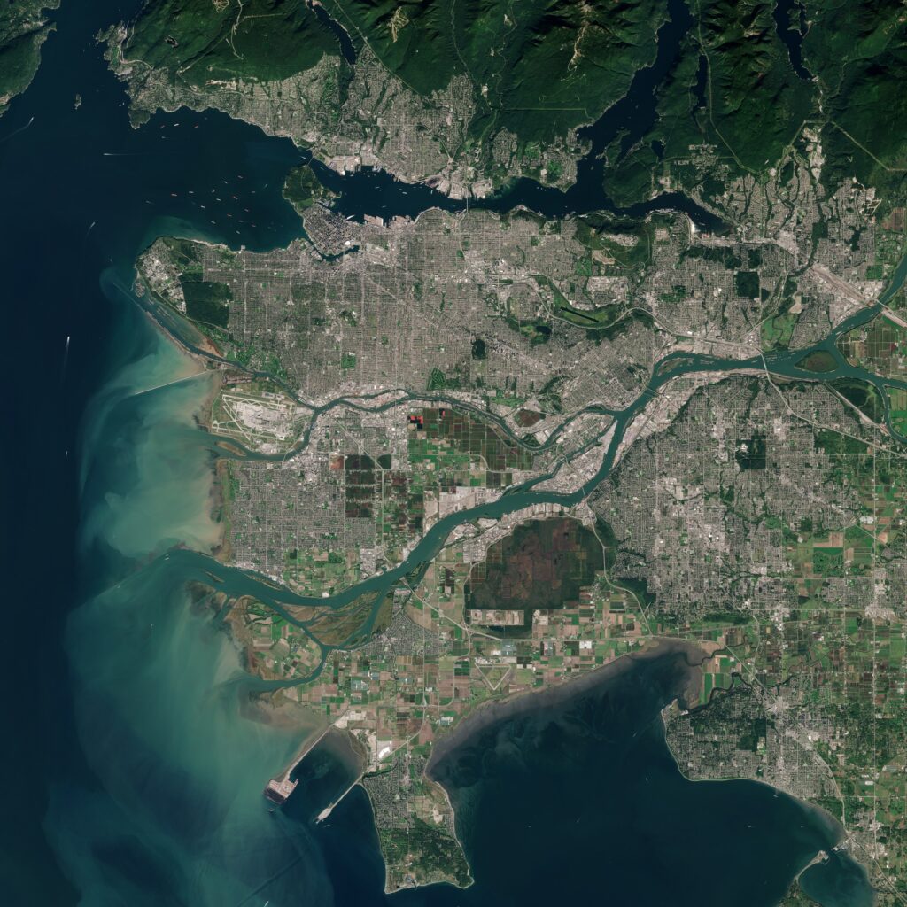 Image satellite du Grand Vancouver
