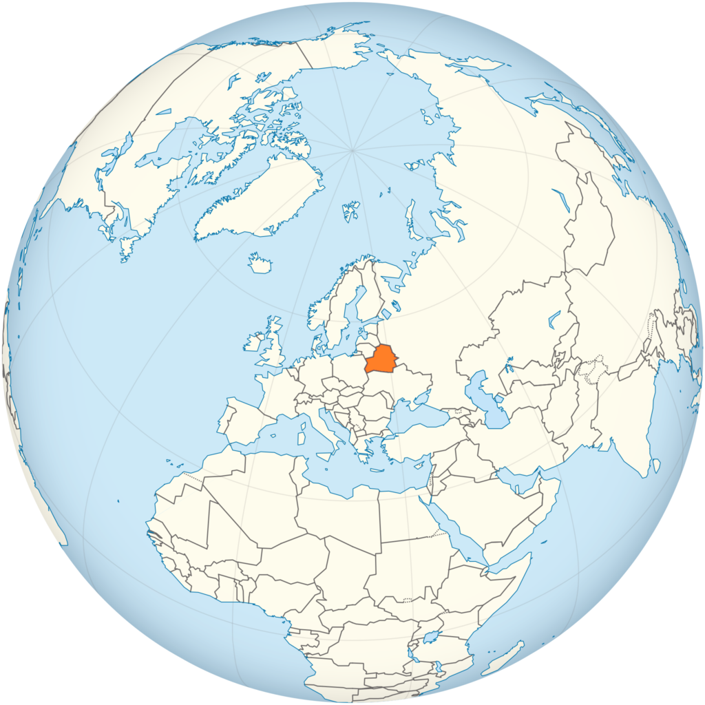 Carte de localisation de la Biélorussie.