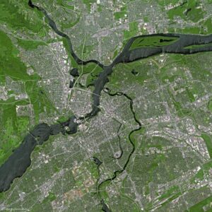 Image satellite de la région de la capitale nationale Ottawa-Gatineau.