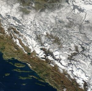 Image satellite de Bosnie-Herzégovine.