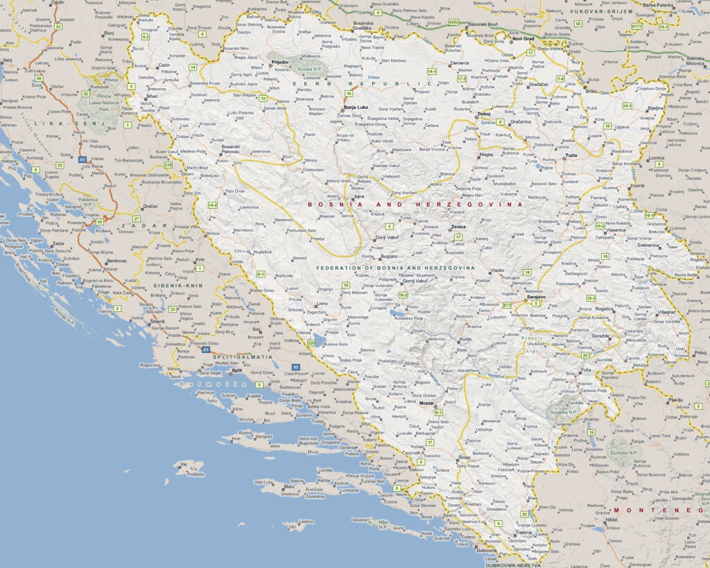 Carte des principales villes de Bosnie-Herzégovine.
