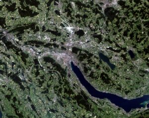 Image satellite de la ville de Zurich le 3 juillet 1985.