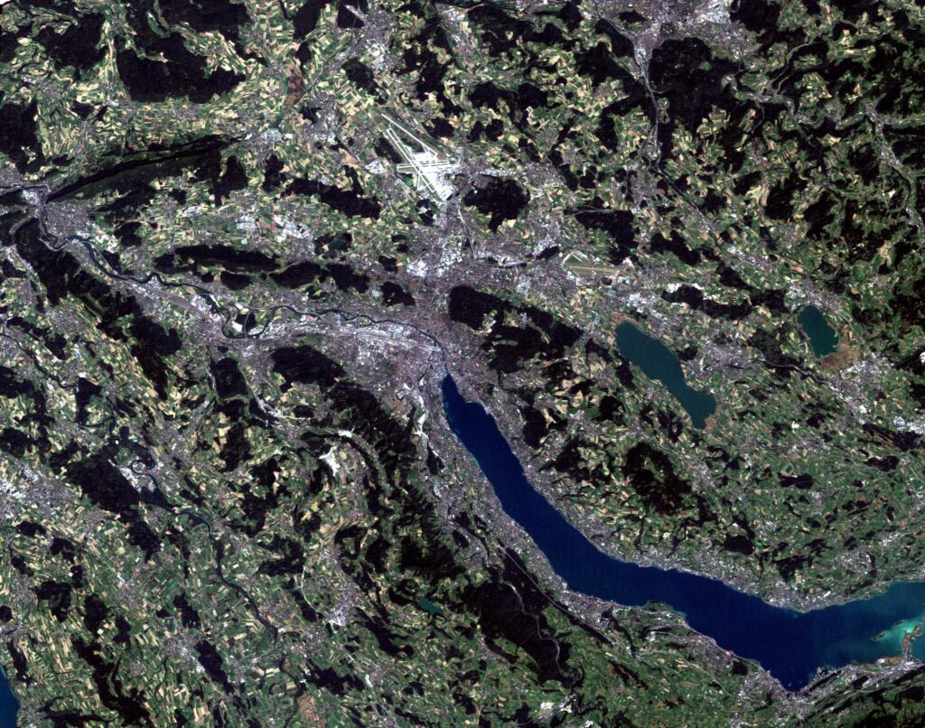 Image satellite de la ville de Zurich le 9 septembre 2004.