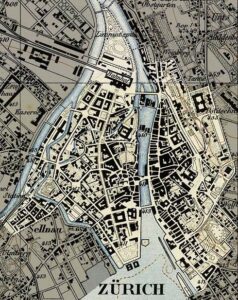 La ville de Zurich sur la carte Siegfried de 1881