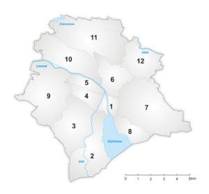 Carte des arrondissements de Zurich