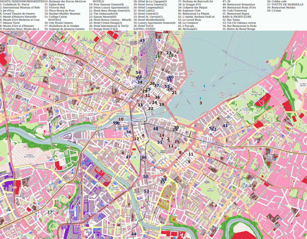 Carte de la ville de Genève