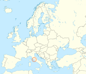 Carte de localisation du Vatican en Europe méridionale.
