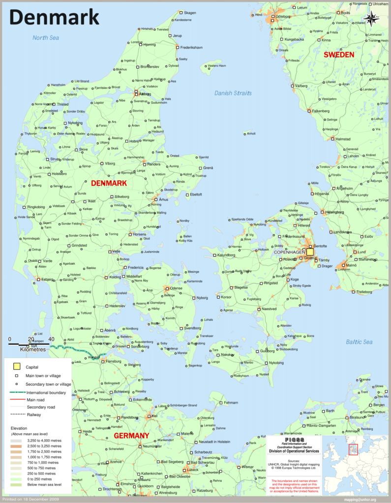 Carte des principales villes du Danemark