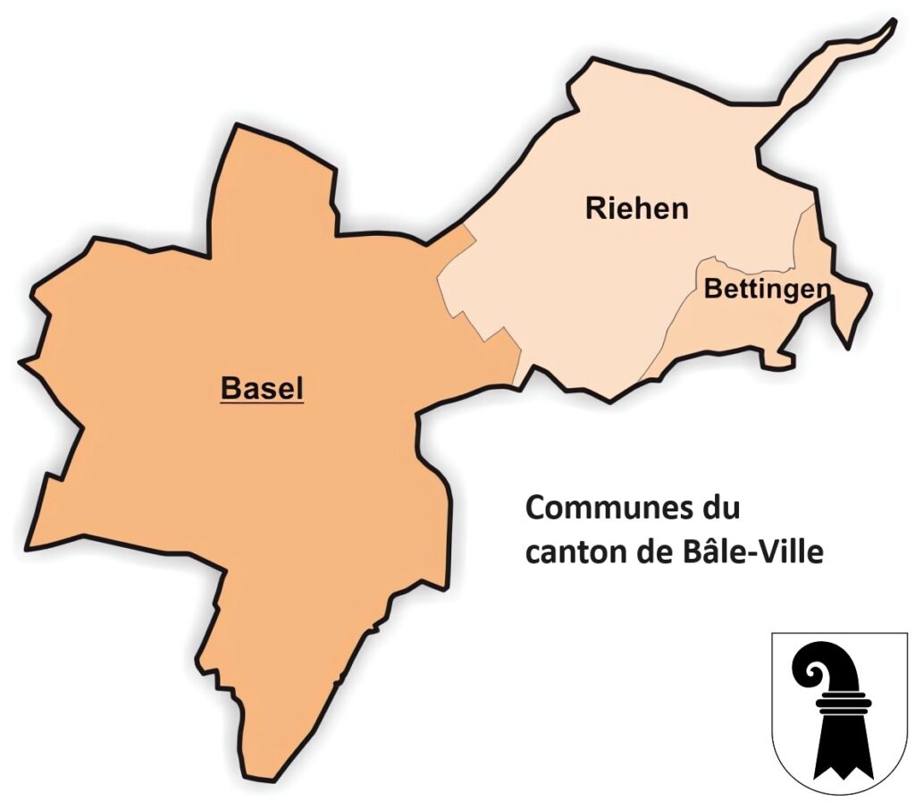 Carte des communes du canton de Bâle-Ville.