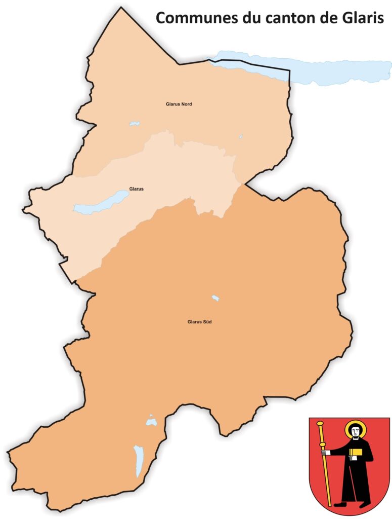 Carte des communes du canton de Glaris.
