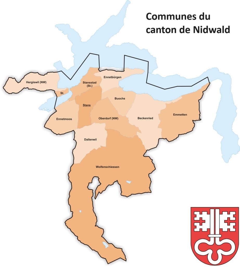 Carte des communes du canton de Nidwald.