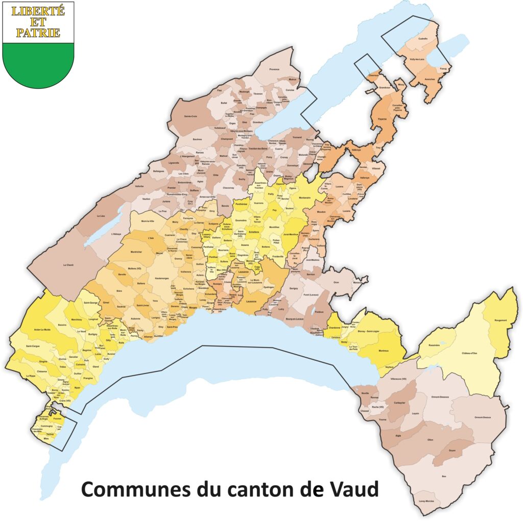 Carte des communes du canton de Vaud.