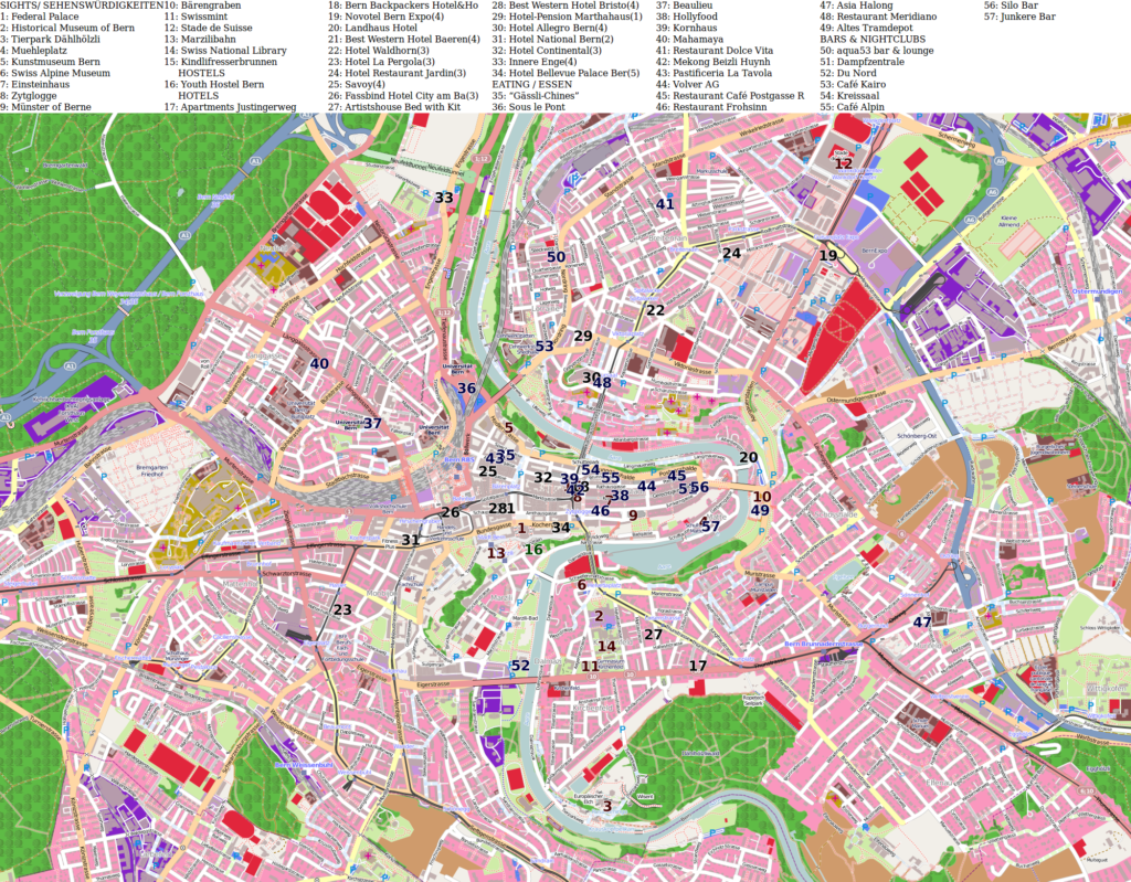 Carte touristique de Berne