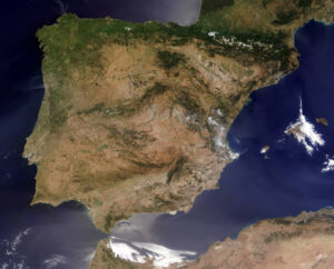 Image satellite de l'Espagne.