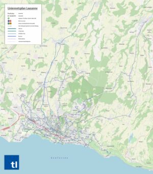 Carte des transports publics de la région lausannoise