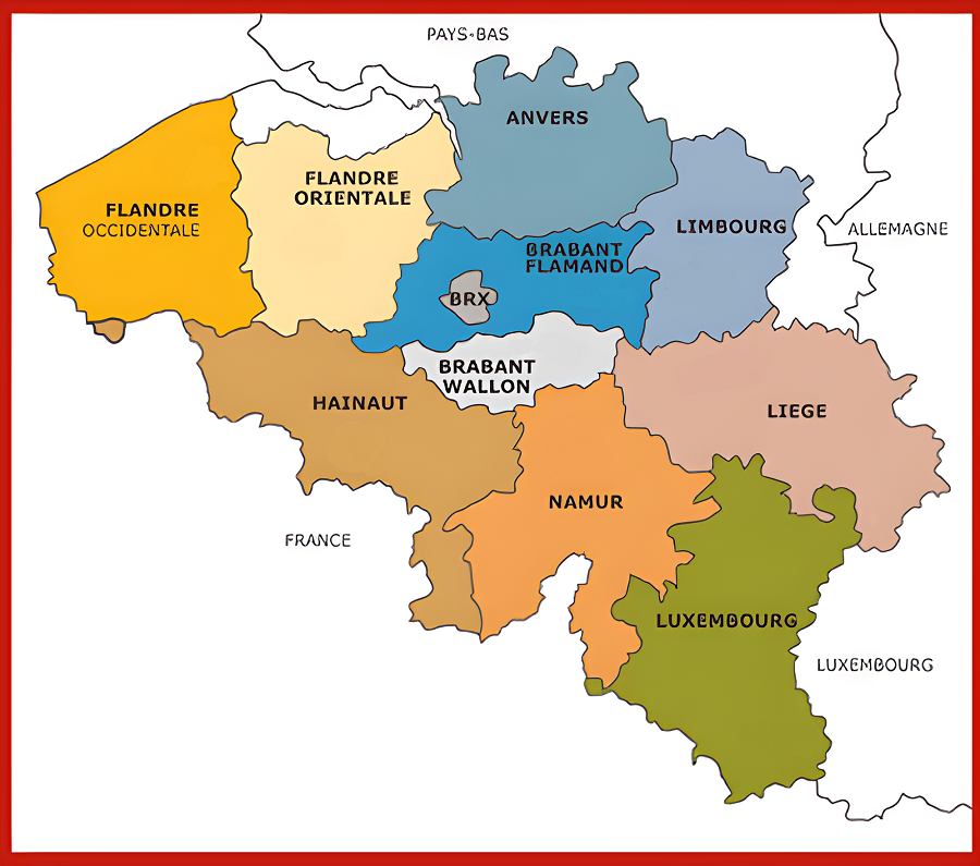 Carte des provinces de Belgique