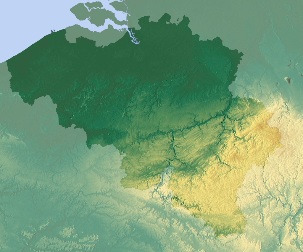 Carte topographique de la Belgique