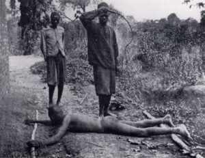 Esclave fouetté avec une chicotte, État indépendant du Congo