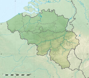 Carte physique vierge de la Belgique.