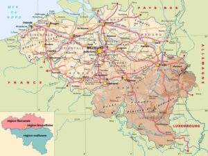 Carte de la Belgique avec les routes principales