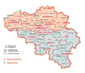 Carte de la Belgique, ses quartiers et grandes villes