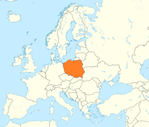 Carte de localisation de la Pologne en Europe.