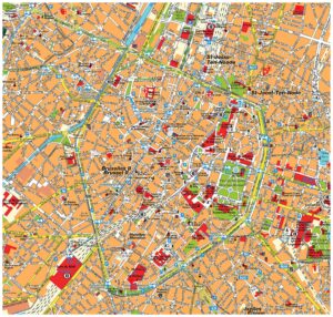 Carte du Pentagone le centre-ville de Bruxelles