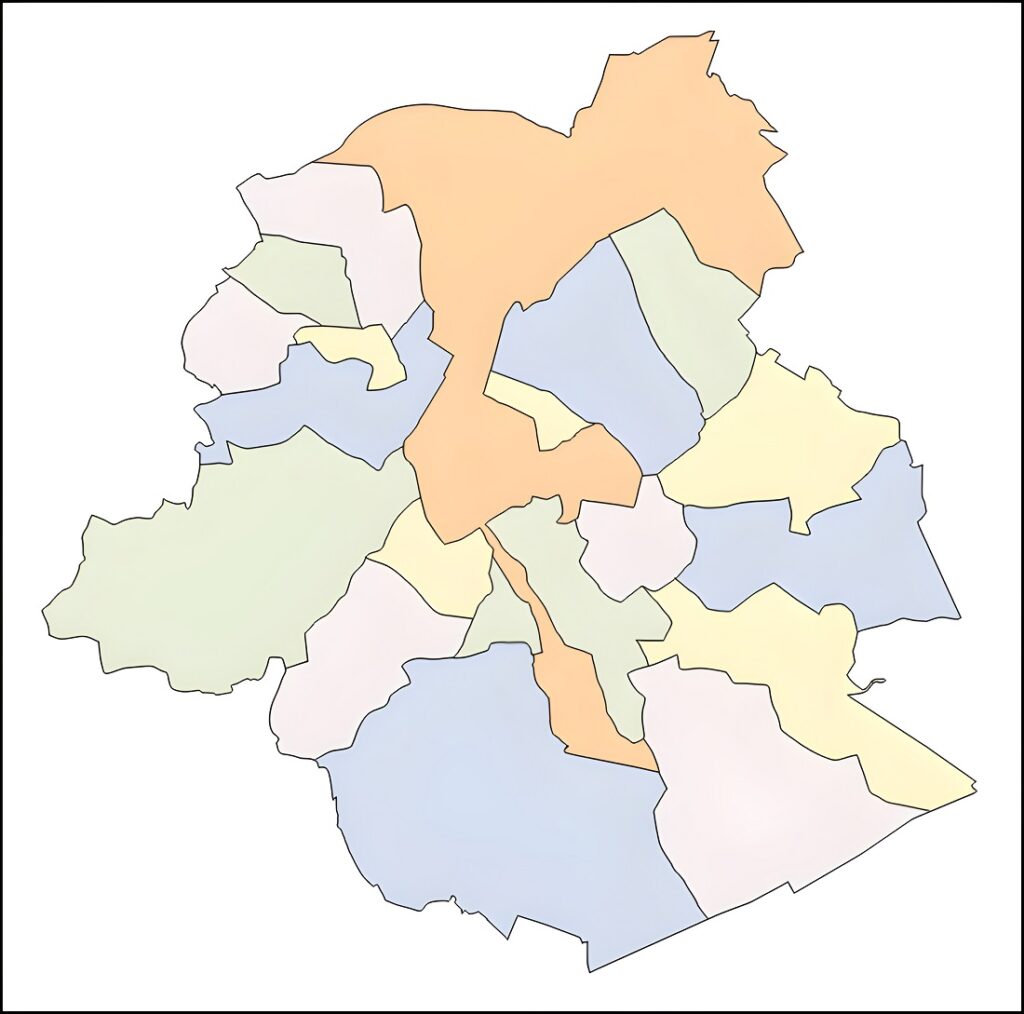 Carte muette en couleur de la Région de Bruxelles-Capitale