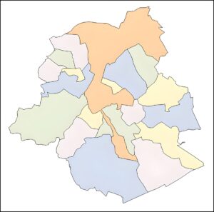 Carte vierge en couleur de la Région de Bruxelles-Capitale
