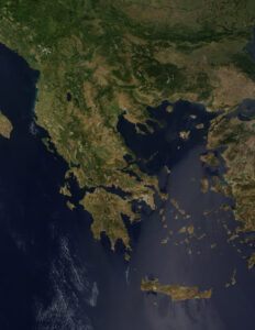 Image satellite de la Grèce, Août 2004.