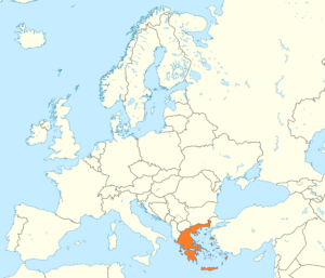 Carte de localisation de la Grèce en Europe.