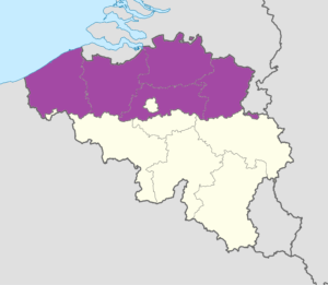 Carte de localisation de la Région flamande en Belgique.