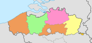 Carte vierge colorée de la Région flamande.