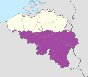 Carte de localisation de la Région wallonne en Belgique.