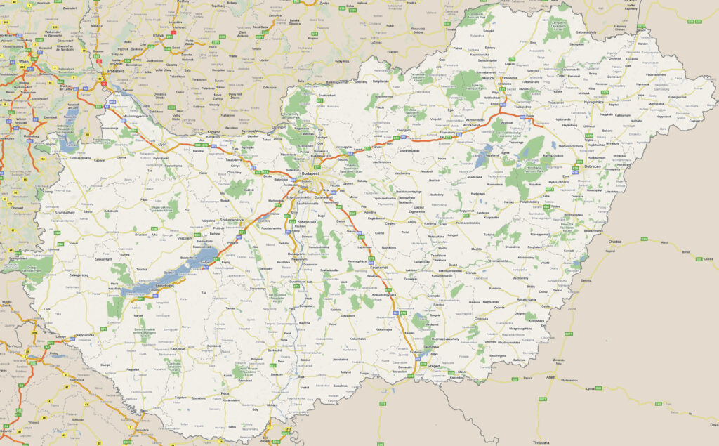 Carte des principales villes de Hongrie