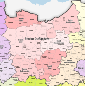 Carte de la province de Flandre-Orientale