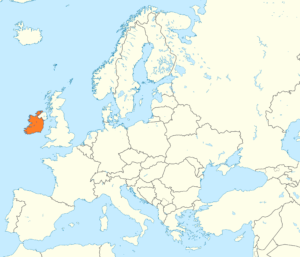 Carte de localisation de l'Irlande en Europe.